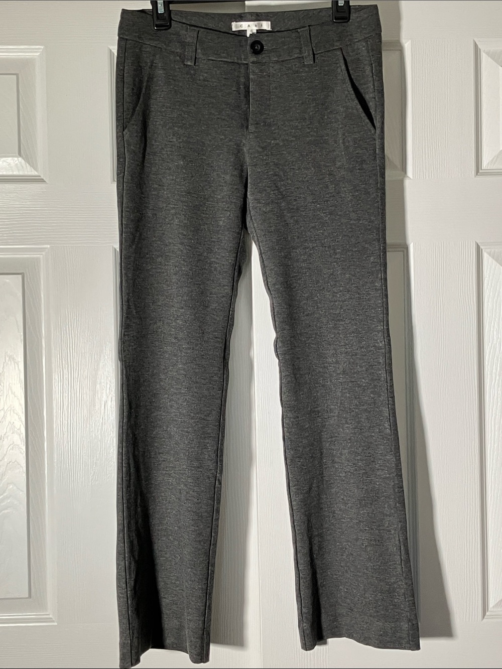 CAbi Dark Gray Straight-Leg Trousers